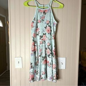 Derek Heart floral Halter Dress with lattice style  size small